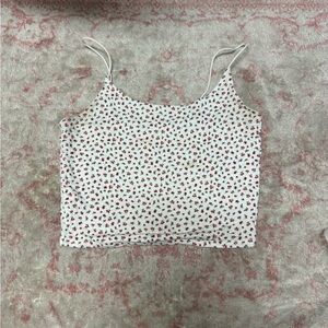 Floral White and Red Women's Top